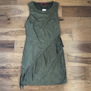 Army green fringe dress